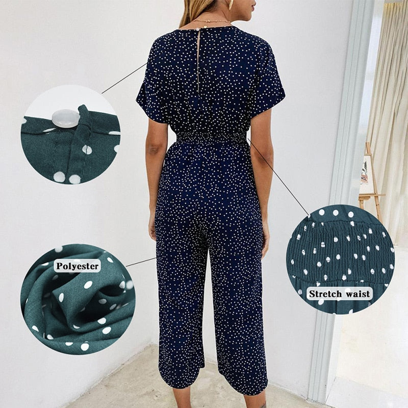 Jumpsuit Short Sleeve Wide Leg Loose Jumpsuit