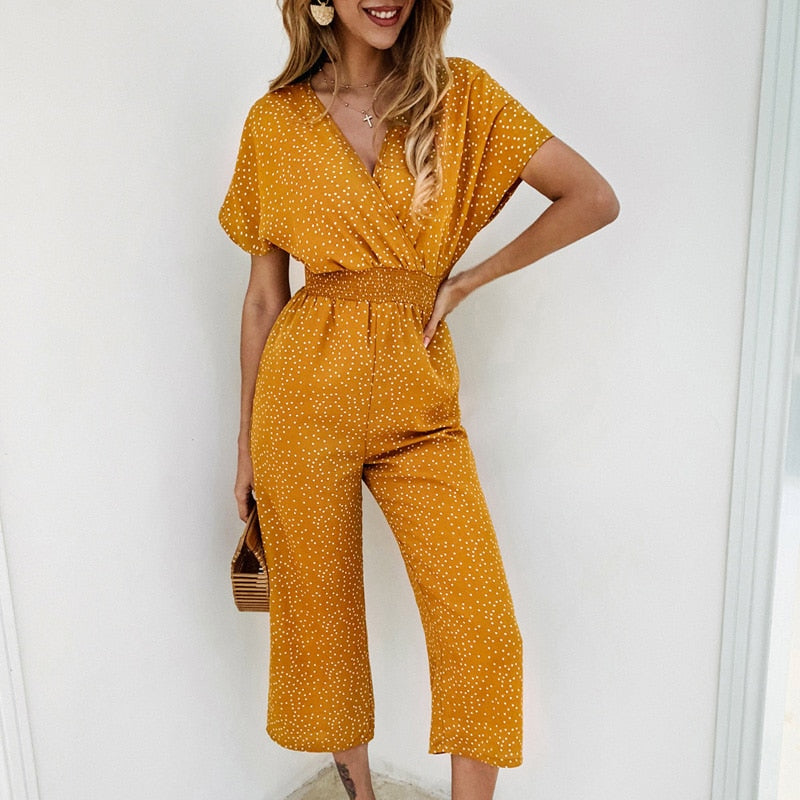Jumpsuit Short Sleeve Wide Leg Loose Jumpsuit