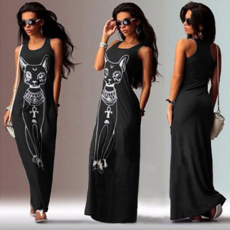 Pink Floral Print Boho Beach Dress Ladies Evening Party