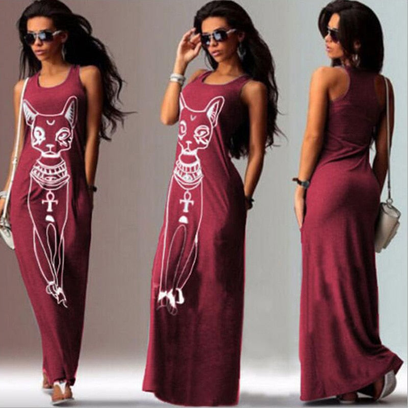 Pink Floral Print Boho Beach Dress Ladies Evening Party