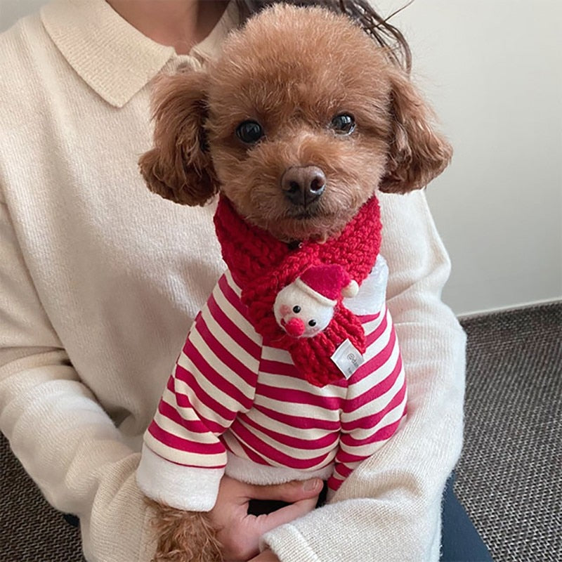 Scarf Dogs Hoodies Pullover Santa Claus