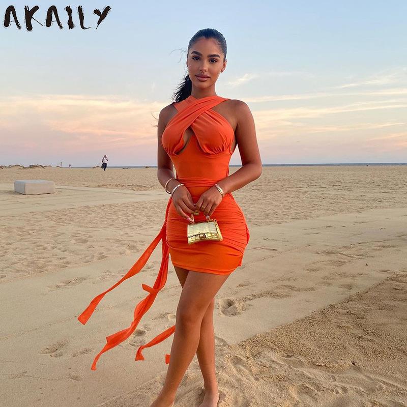 Akaily Autumn Sexy White Dresses For Women