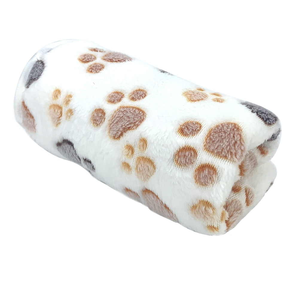 Blanket Winter Coral plush paw print blanket