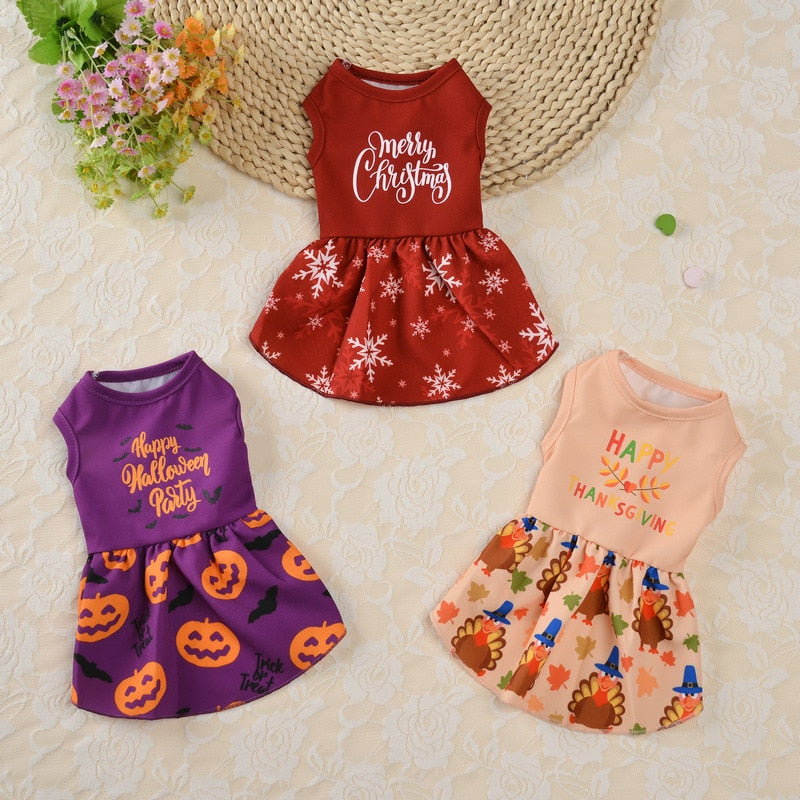 Christmas Printed Pet Dog Dress