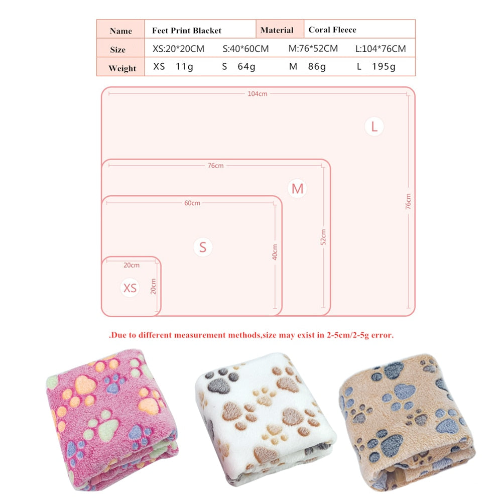 Blanket Winter Coral plush paw print blanket