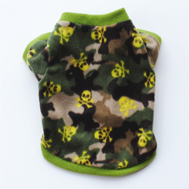 Warm Fleece Pet Dog Clothes Cute Skull Printed