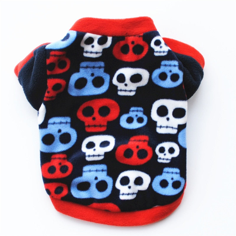 Warm Fleece Pet Dog Clothes Cute Skull Printed