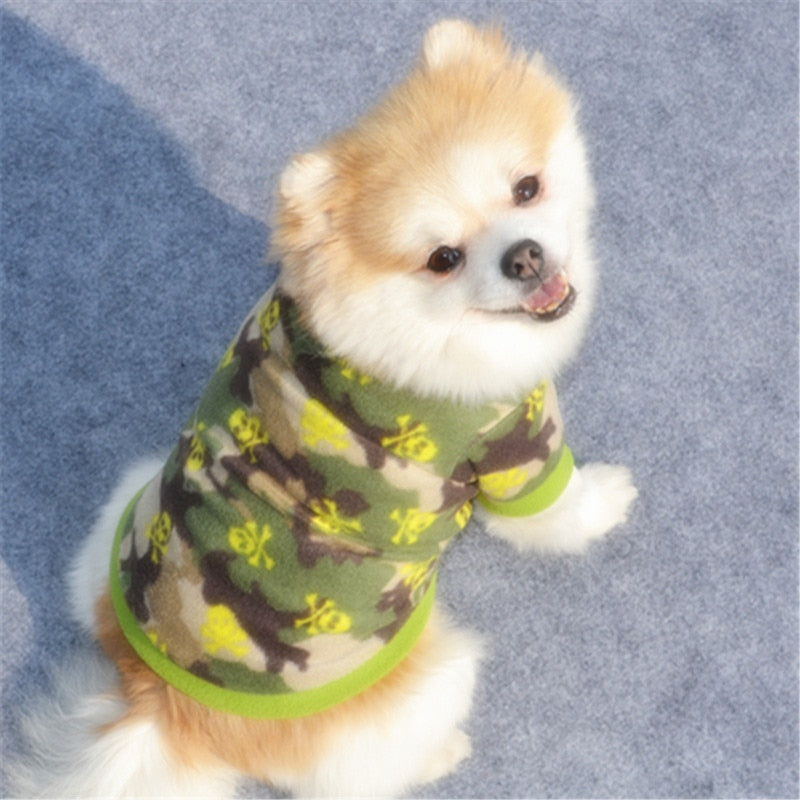 Warm Fleece Pet Dog Clothes Cute Skull Printed