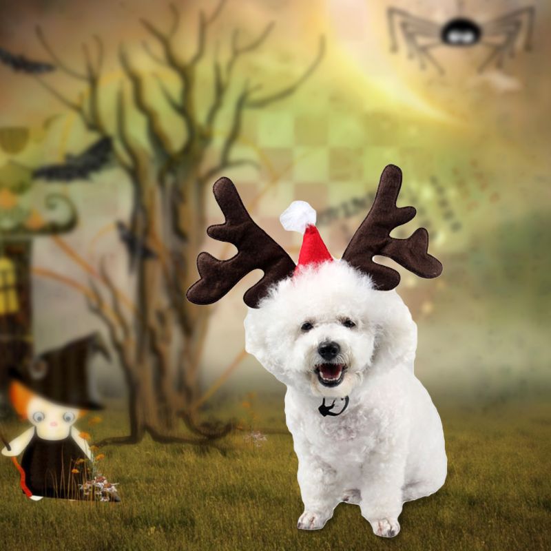 Christmas Pet Headband Deer Horn Hat Costume Dog