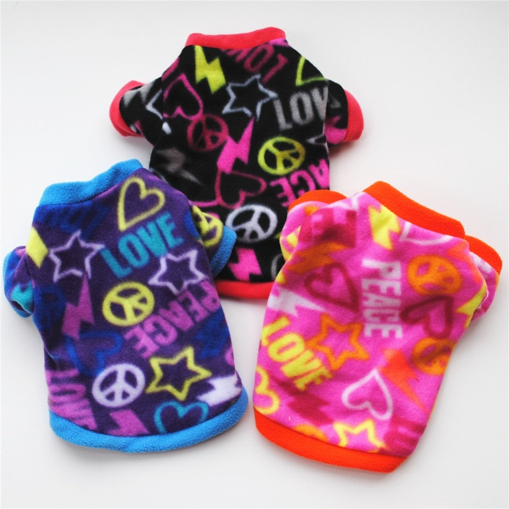 Warm Fleece Pet Dog Clothes Cute Skull Printed