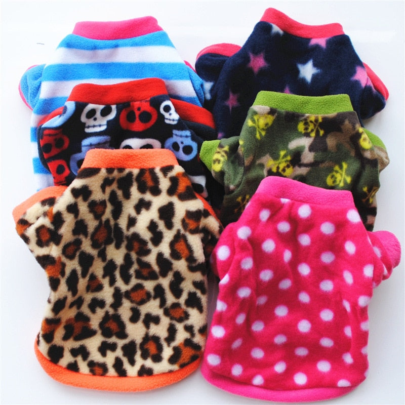 Warm Fleece Pet Dog Clothes Cute Skull Printed