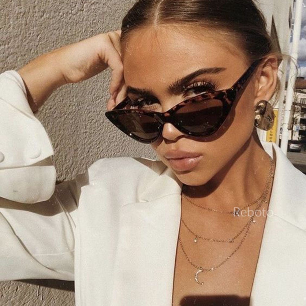 Black White Triangle Vintage Ladies Sun Glasses