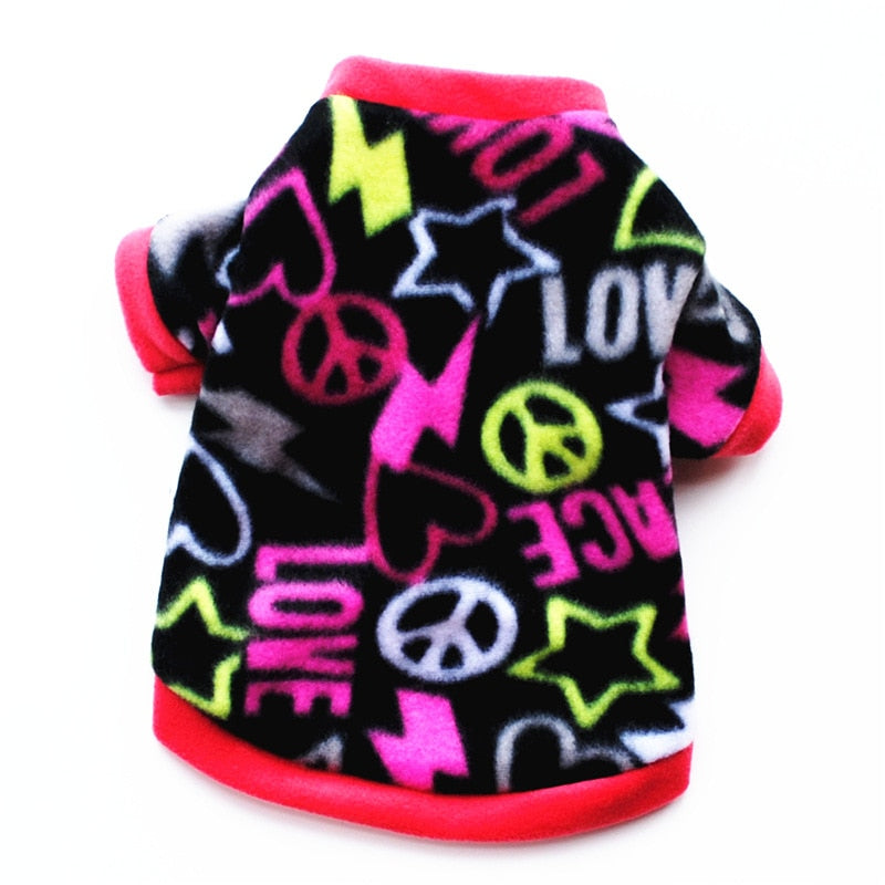 Warm Fleece Pet Dog Clothes Cute Skull Printed