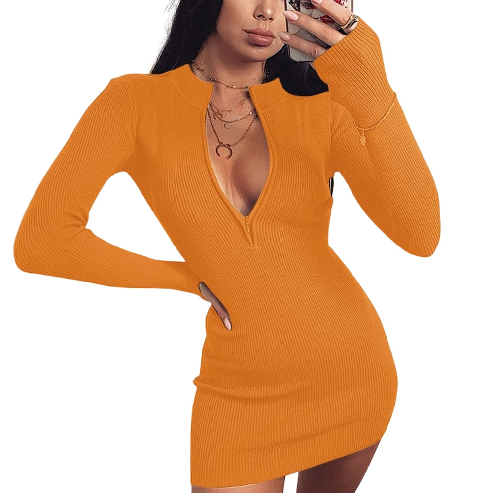 Spring Solid Party Slim Mini Dress