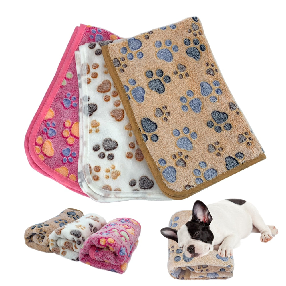 Blanket Winter Coral plush paw print blanket