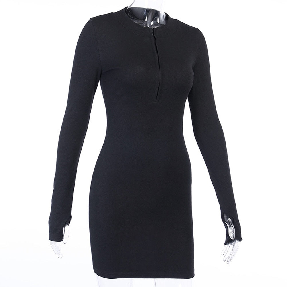 Spring Solid Party Slim Mini Dress
