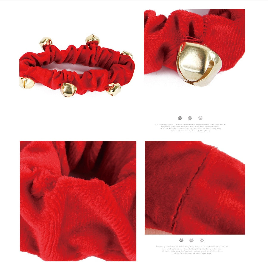 4PCS Christmas Bell Collar Set