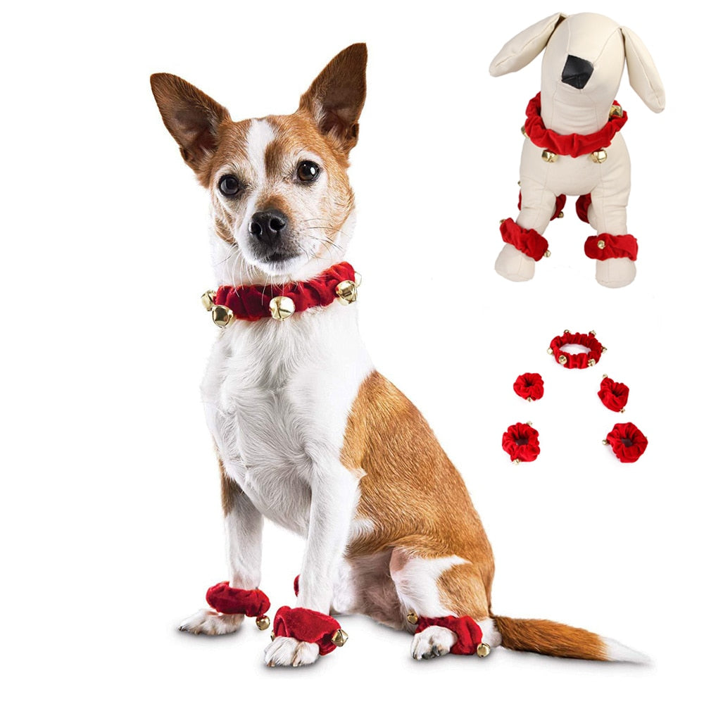 4PCS Christmas Bell Collar Set