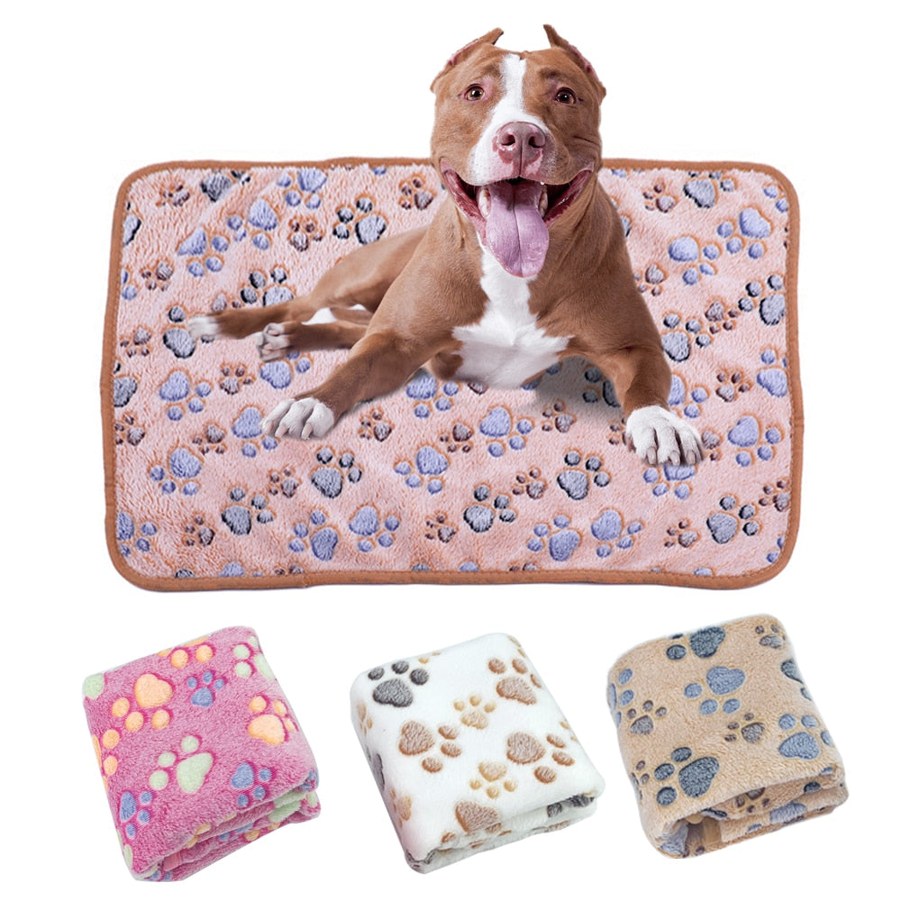 Blanket Winter Coral plush paw print blanket