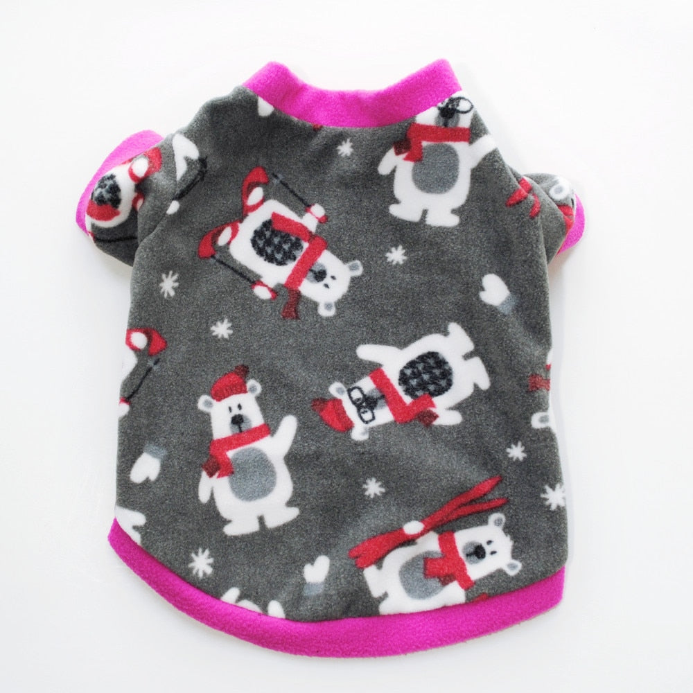 Warm Fleece Pet Dog Clothes Cute Skull Printed