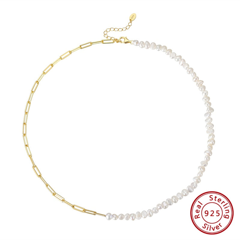 ORSA JEWELS 14K Gold 925 Sterling Silver Pearl Necklace