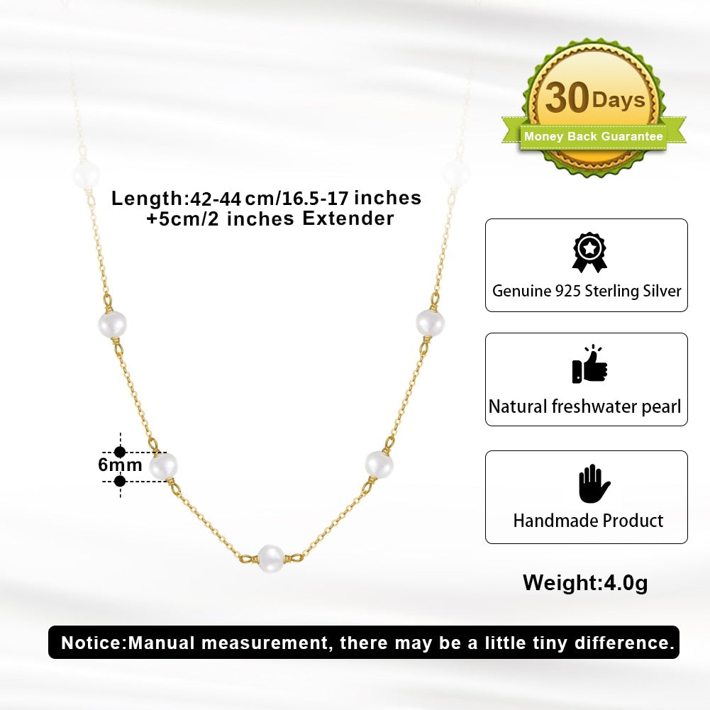 ORSA JEWELS 14K Gold 925 Sterling Silver Pearl Necklace