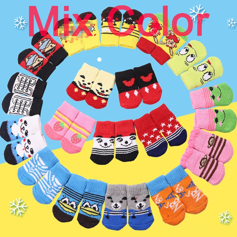4pcs/Set Christmas Dog Socks