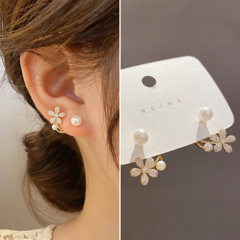 Pearl Flower Stud Earrings