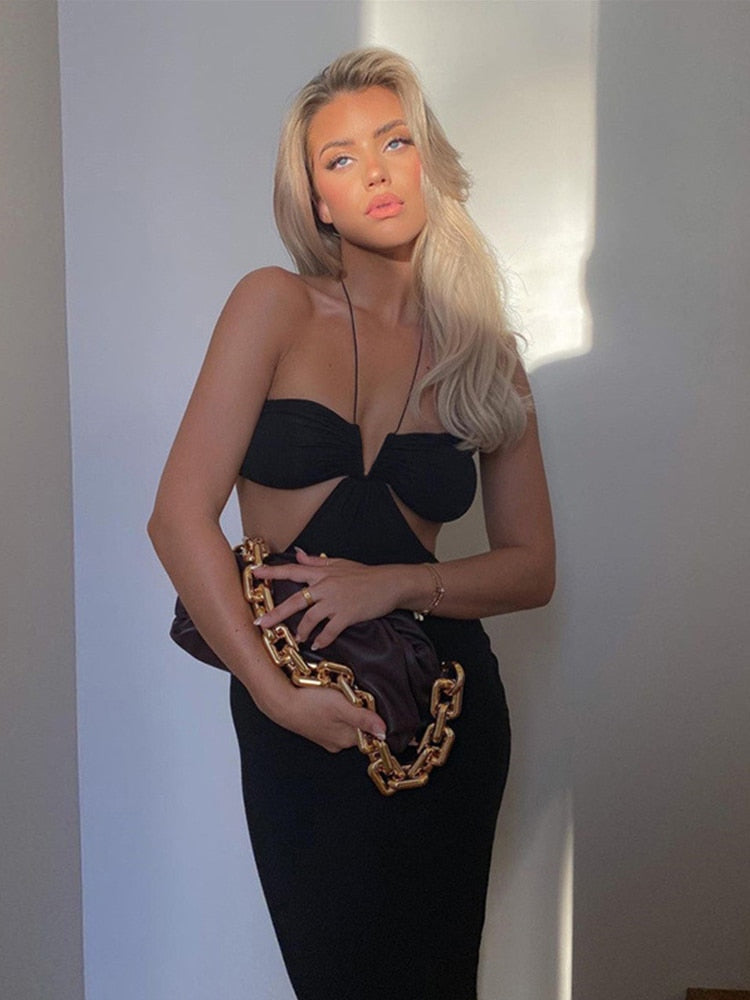 Summer Spaghetti Strap Halter Sexy Backless Maxi