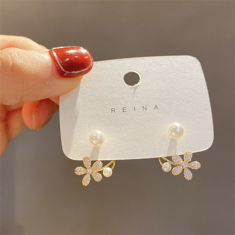 Pearl Flower Stud Earrings