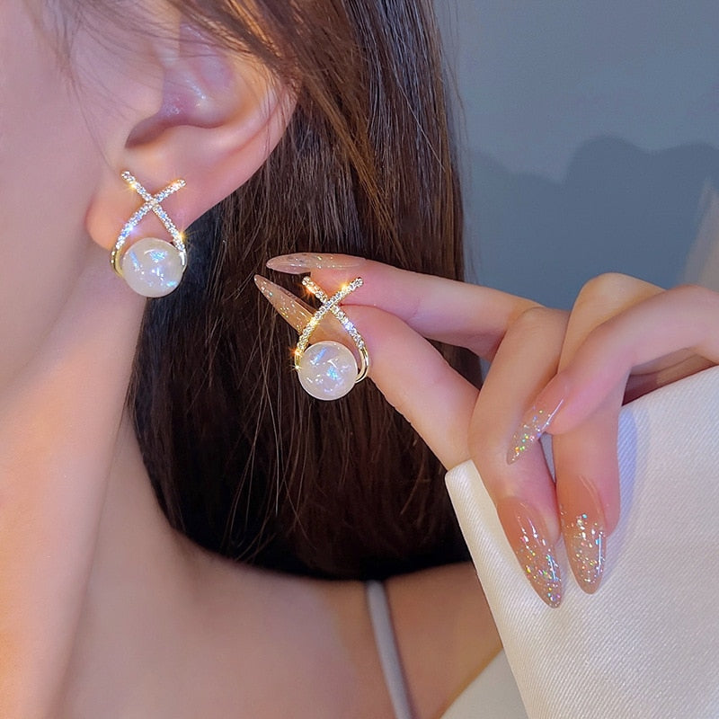 Pearl Flower Stud Earrings