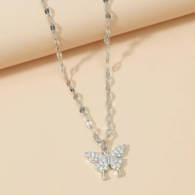 Shiny Butterfly Necklace Exquisite Golden