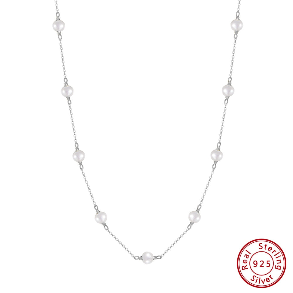 ORSA JEWELS 14K Gold 925 Sterling Silver Pearl Necklace