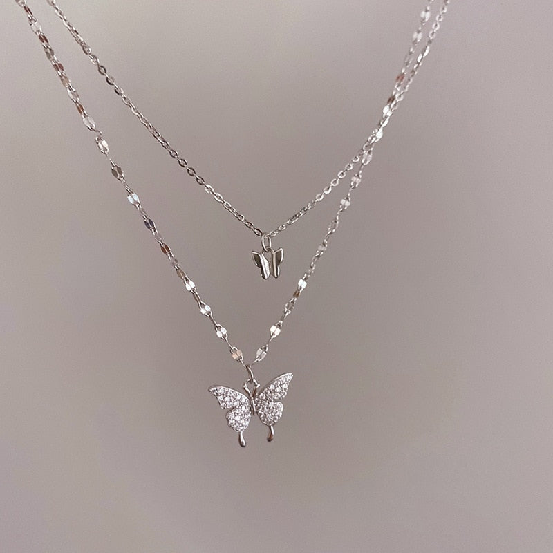 Shiny Butterfly Necklace Exquisite Golden