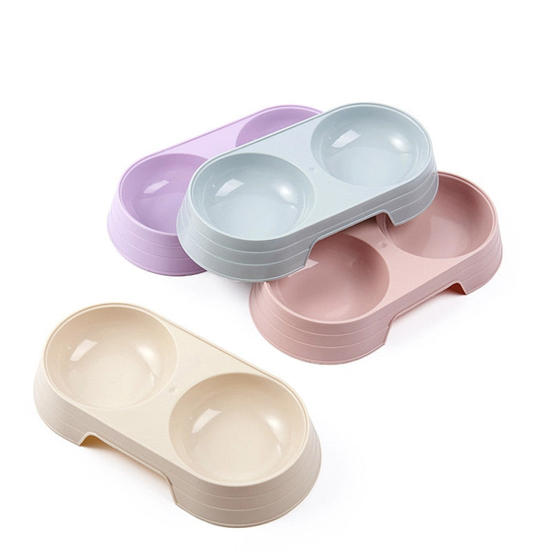 Macaron Pet Double Bowl Plastic