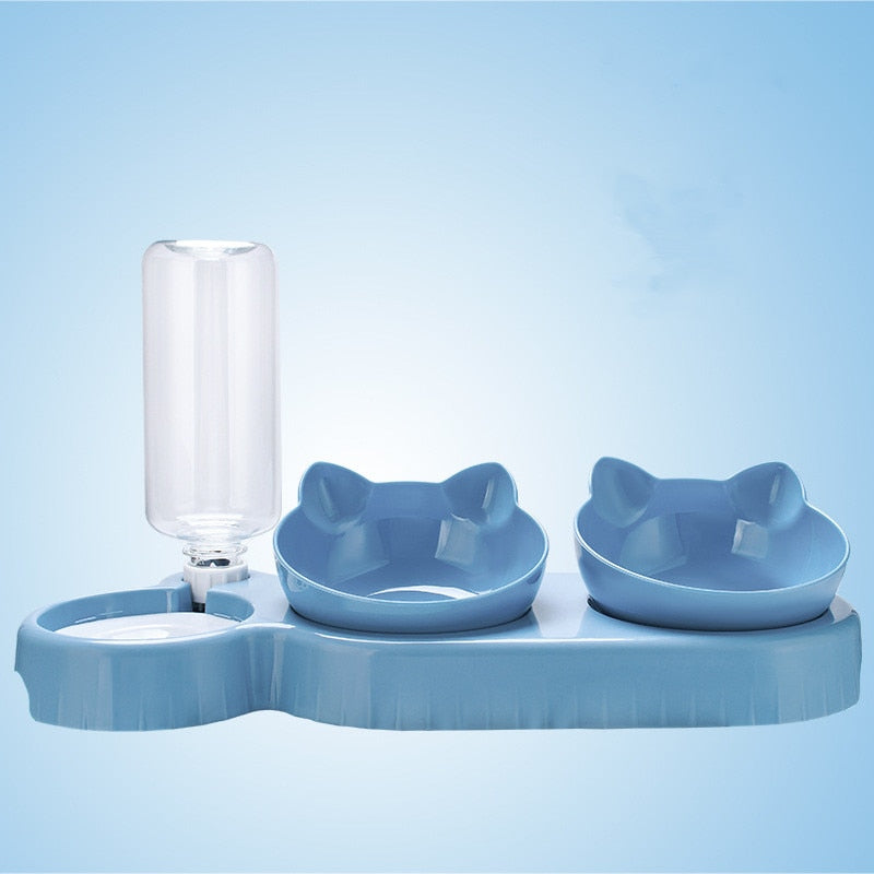 Double bowl food bowl automatic feeding dispenser