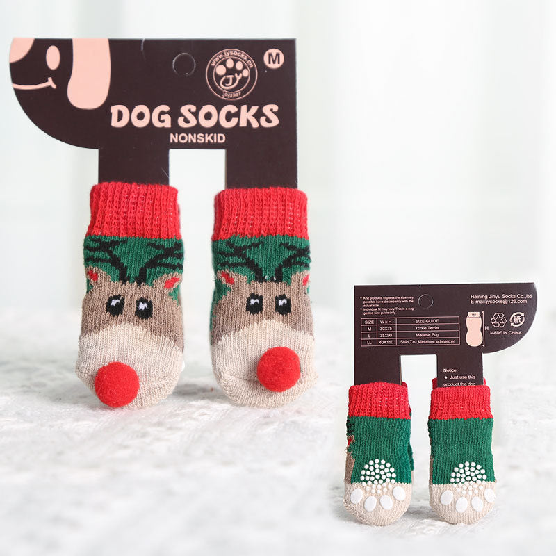 4pcs/Set Christmas Dog Socks
