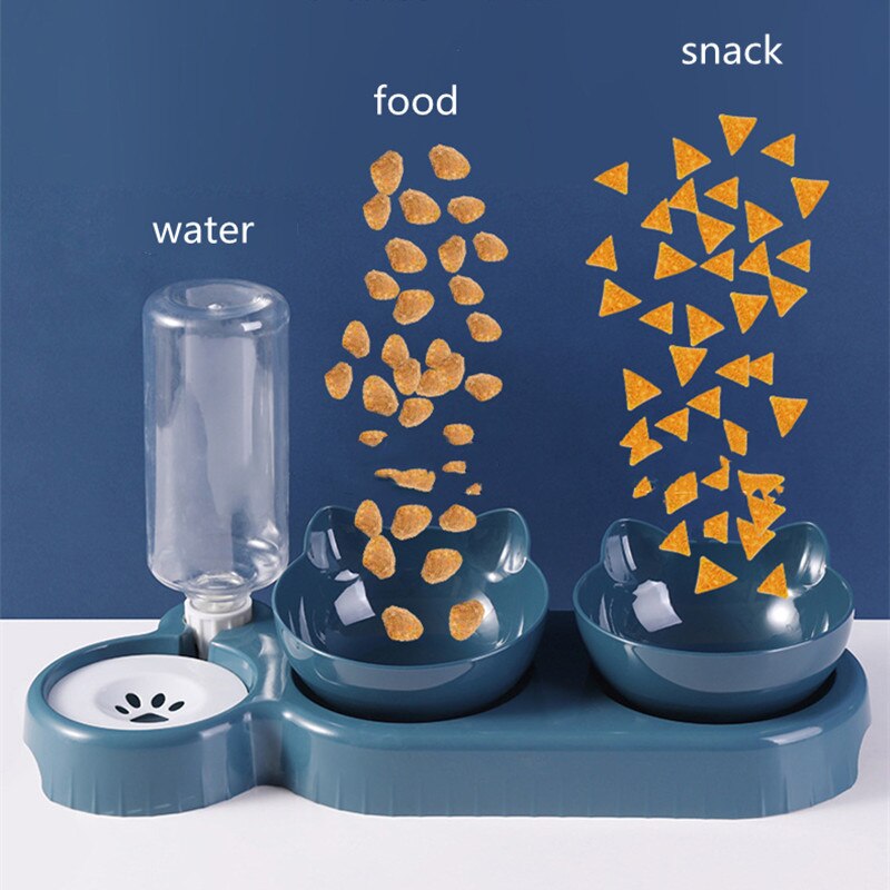 Double bowl food bowl automatic feeding dispenser