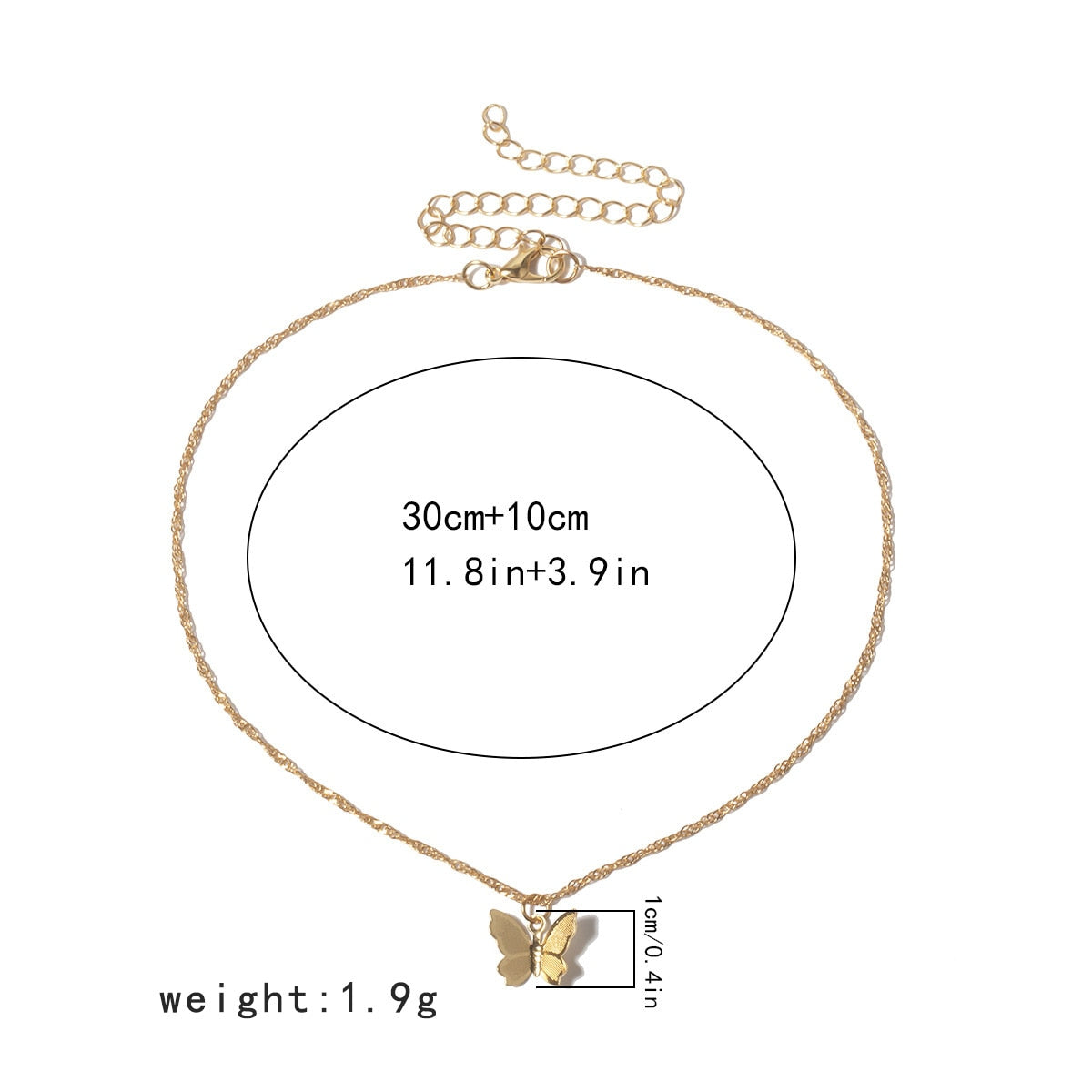 Shiny Butterfly Necklace Exquisite Golden