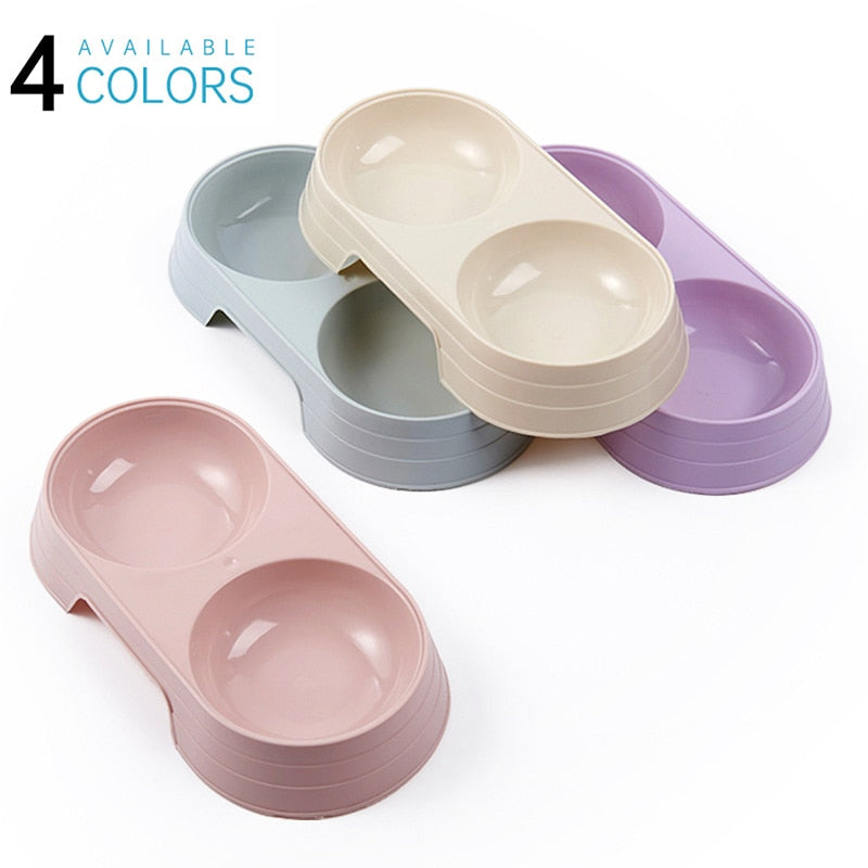 Macaron Pet Double Bowl Plastic