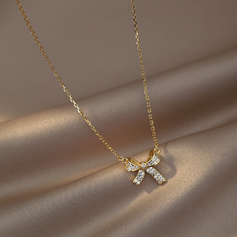 Shiny Butterfly Necklace Exquisite Golden
