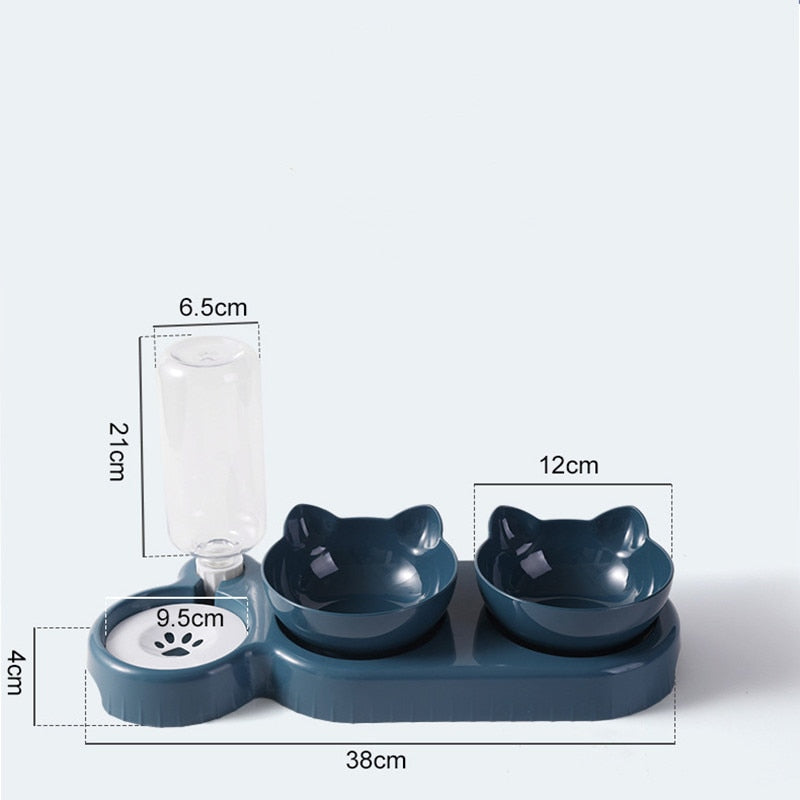 Double bowl food bowl automatic feeding dispenser