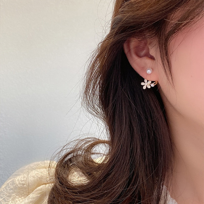 Pearl Flower Stud Earrings