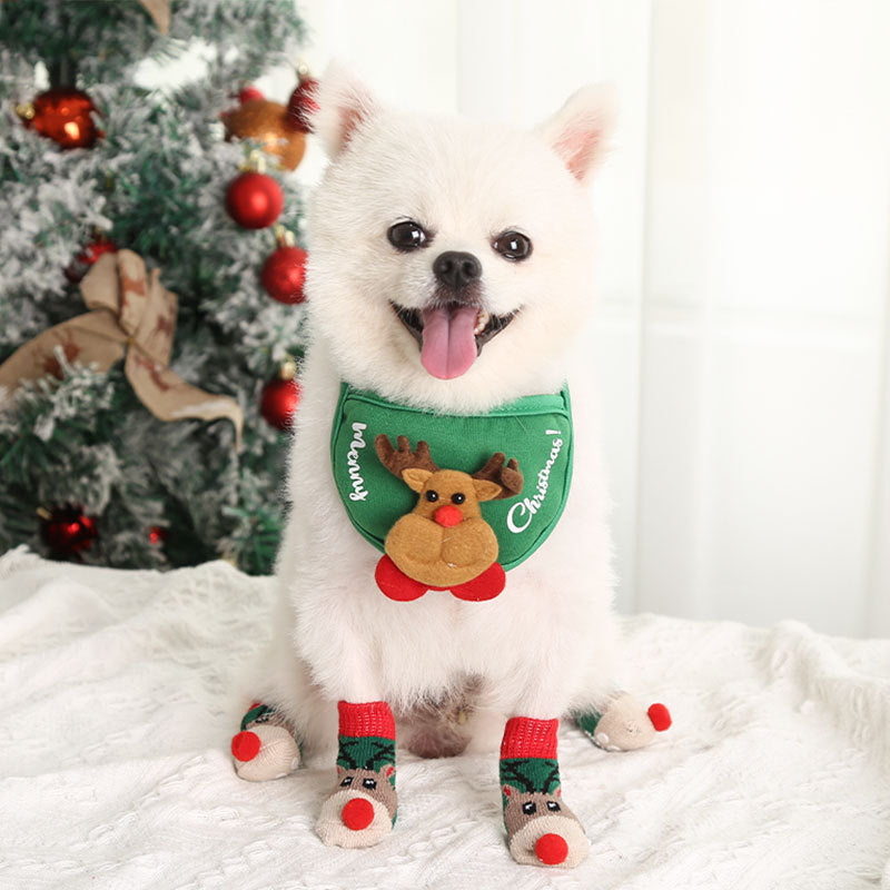 4pcs/Set Christmas Dog Socks