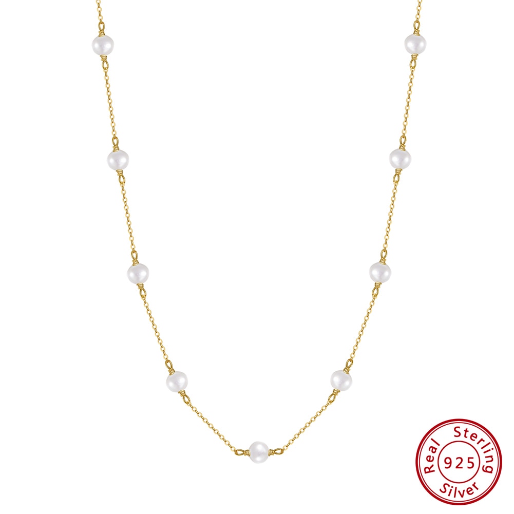 ORSA JEWELS 14K Gold 925 Sterling Silver Pearl Necklace