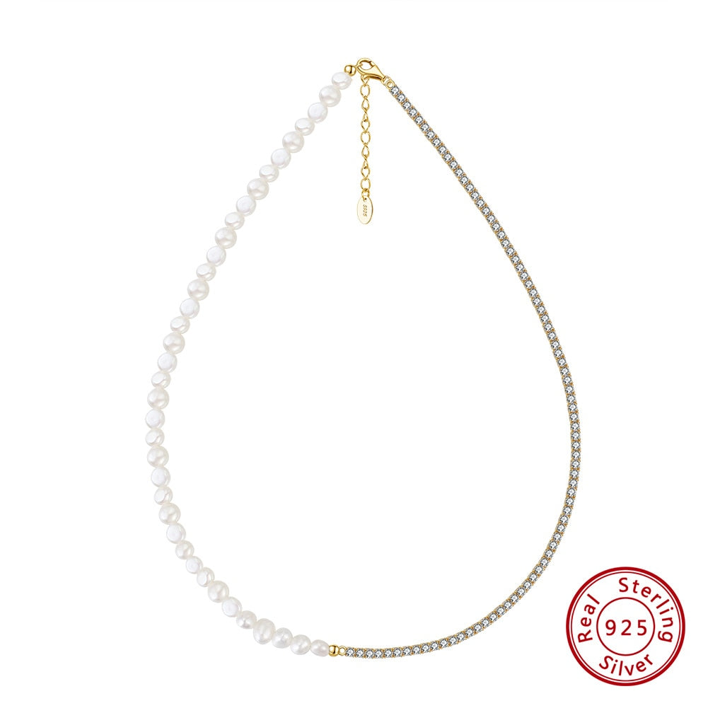 ORSA JEWELS 14K Gold 925 Sterling Silver Pearl Necklace