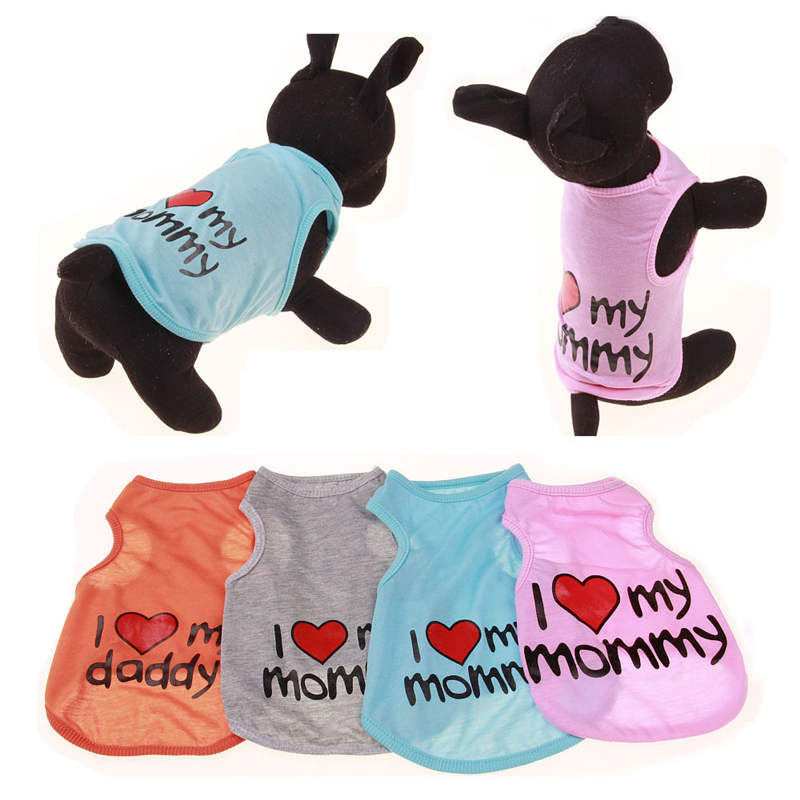 Dog Vest Shirt I Love Mummy/Daddy