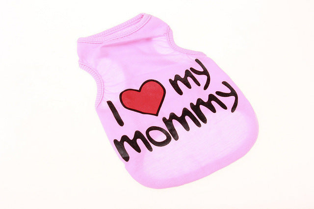 Dog Vest Shirt I Love Mummy/Daddy