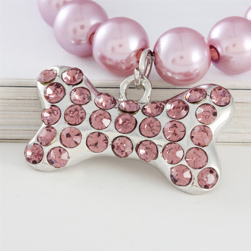 Pearls Necklace Collar with Bling Bone