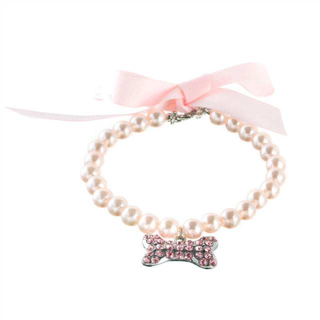 Pearls Necklace Collar with Bling Bone